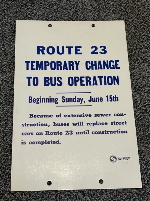 SEPTA Trolly Bus Change Announcement ~1969 Route 23 Philadelphia PA