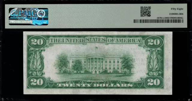 1929 $20 Federal Reserve Bank Note - San Francisco - FR.1870-L - Graded PMG 58 2