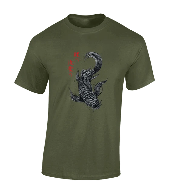 Japanese Koi Mens T Shirt Cool Japan Samurai Carp Ancient Symbol Fashion