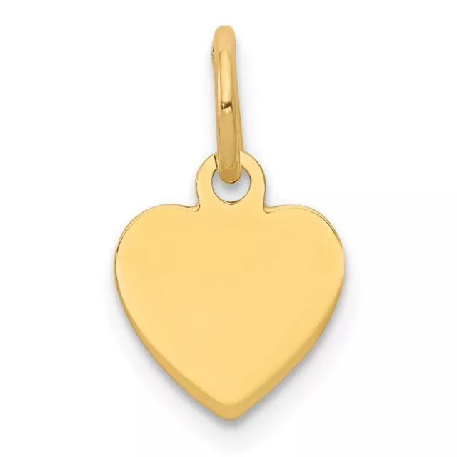 14k Yellow Gold Plain .009 Gauge Engravable Heart Disc Charm Pendant 0.27g