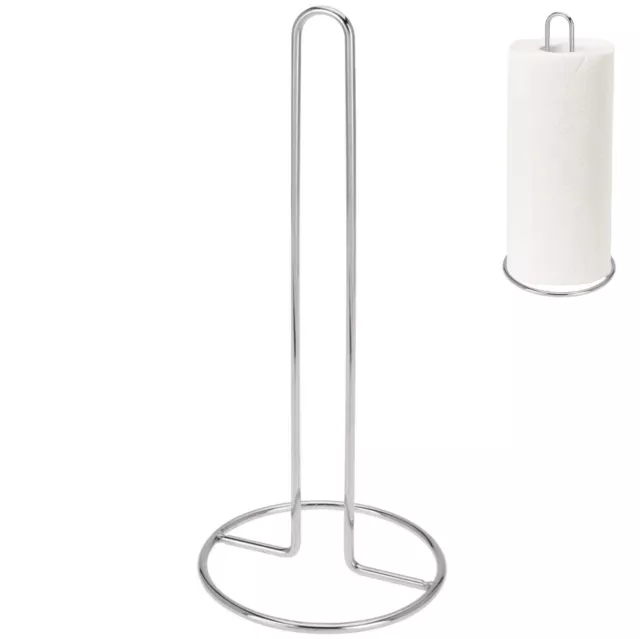 Kitchen Paper Roll Towel Holder Stand Freestanding Chrome Finish Stainless Steel