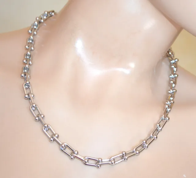 Collana donna argento girocollo catena collier ciondoli lucidi catenina UW79