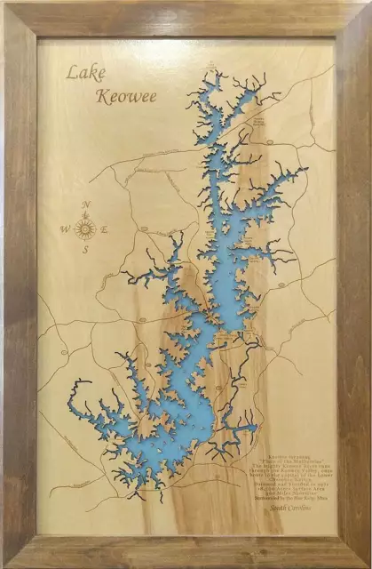 Lake Keowee, SC - Laser Cut Wood Map | Wall Art | Made to Order