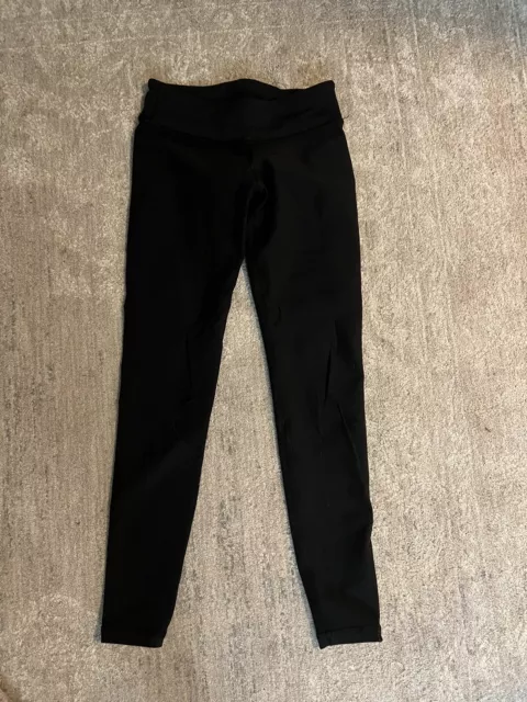 Lululemon Ivivva Girls Black Mid Rise Leggings Reversible Pants Size 12