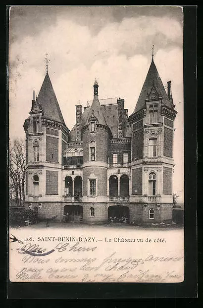 CPA Saint-Benin-D´Azy, Le Chateau vu de côté 1904
