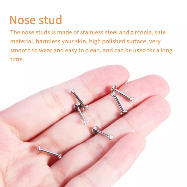 Women Men Charming Round Zircon Stainless Steel Jewelry Nose Stud Gift