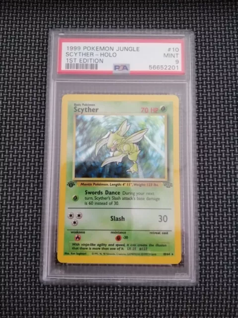 1999 Pokemon Jungle 1st Edition Scyther Holo #10 PSA 9 Mint