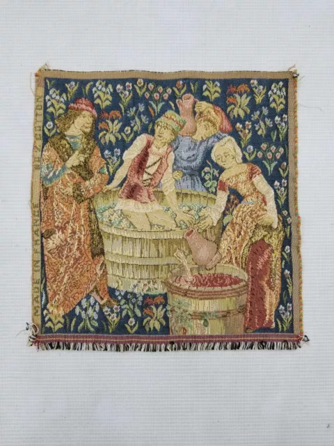 Vintage French Medieval Scene Wall Hanging Tapestry 26x24cm