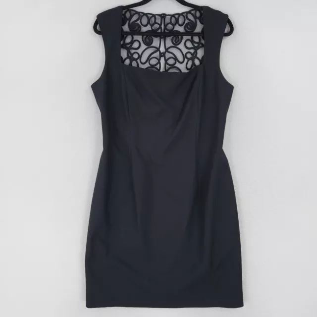 Laundry by Shelli Segal Dress Womens 14 Black Sheath Cocktail Party Embroidered