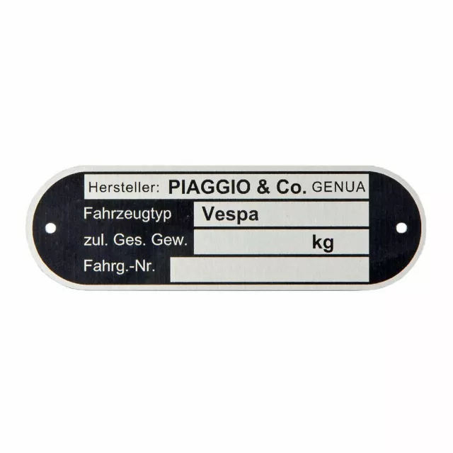 ""SIP Plate ""Piaggio&co. Genova """ Vespa Pk Ets VMS1 125 1984-1985