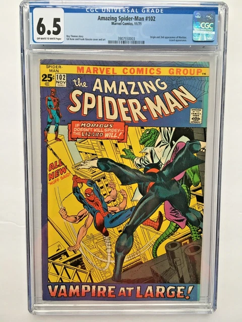 AMAZING SPIDER-MAN #102 CGC 6.5 WOW ORIGIN of MORBIUS 1st App Martine NO RINGS!