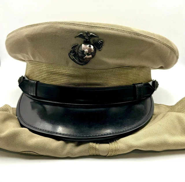 WW2 USMC KHAKI Barracks Cover Size 7 EGA Officer Marine Corps £153.44