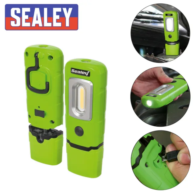 Sealey LED3601G Rechargeable 360° Inspection Lamp 3w COB 1w LED Green Lithium
