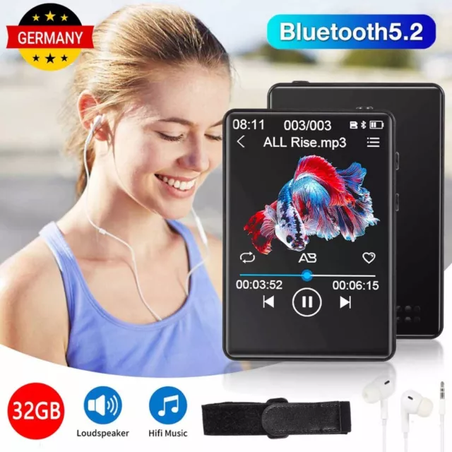 Bluetooth MP3 Player HiFi Bass Musik Spieler HD mit FM Radio Alarm Support 128GB