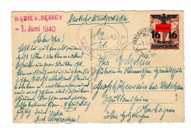 GG Bahnpoststempel: AK Tatry: Debica-Sandomir: Zug Nr. 564 nach Grafshöhenrain