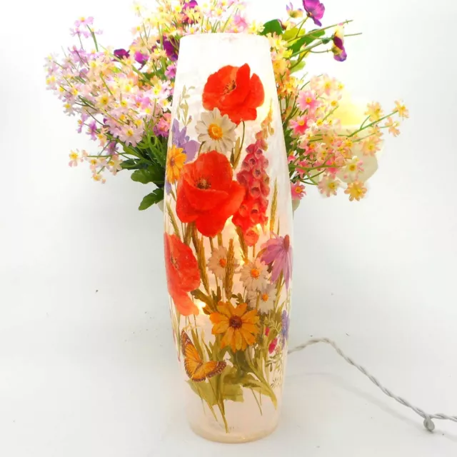 Stony Creek Decorative Lighted Glass Wild Flowers in Bloom 12" Vase WBE09B