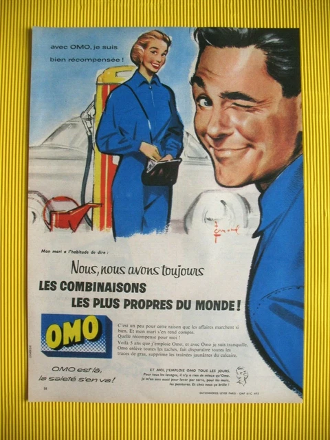 PUBLICITE DE PRESSE Omo Lessive Illustration Pierre Couronne French Ad ...