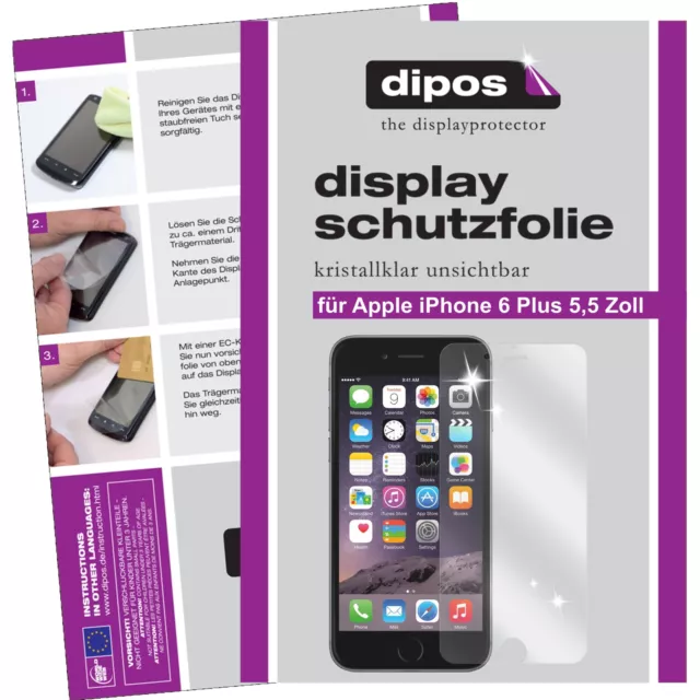 2x Schutzfolie für Apple iPhone 6S Plus / 6 S+  klar Display dipos