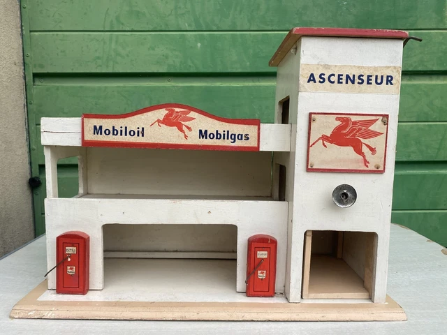 jouet ancien bois grand garage MAJOLU MOBILOIL france années 50
