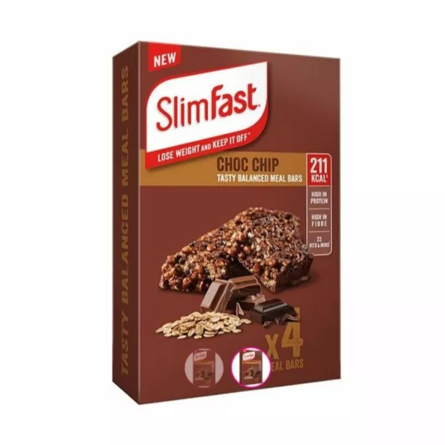 SlimFast Meal Replacement Bars - Choc Chip Slimming Diet Treat Chocolate Snack