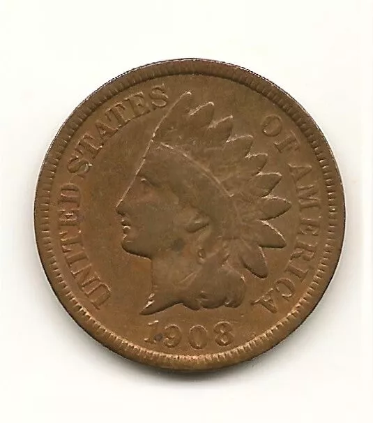 1908 S - Indian Head One Cent 1C Coin