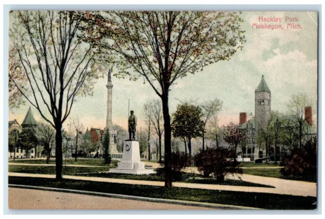 c1910's Hackley Park Monument Muskegon Michigan MI Unposted Antique Postcard