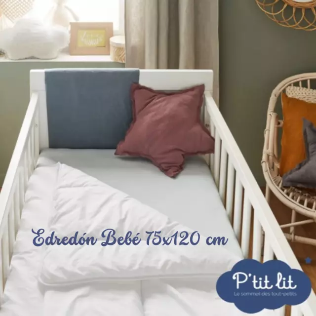 P'tit Edredón colcha Bebé Niño 75x120 cm  Anti Ácaros  Ideal para cama 60x120 cm