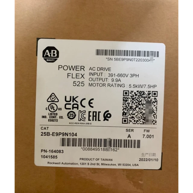 25B-E9P9N104 AB PowerFlex 525 5.5kW (7.5Hp) AC Drive 25B-E9P9N104 SPOT GOODS #CG
