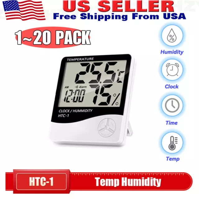 THERMOMETER INDOOR Digital LCD Hygrometer Temperature Humidity Meter Alarm Clock