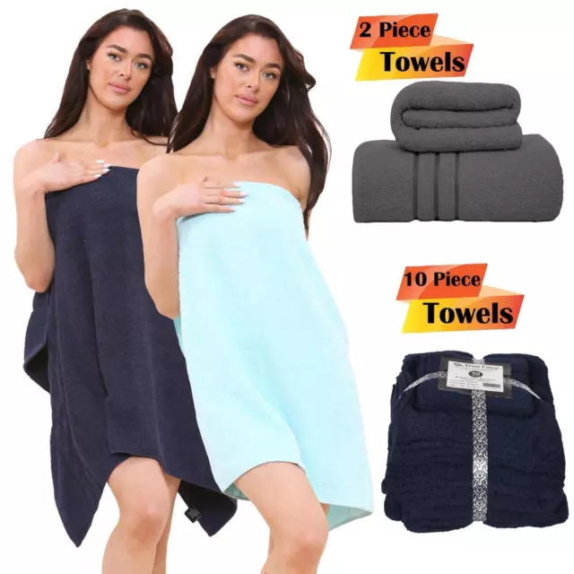 2, 10 Pieces Luxury Towel Egyptian 100% Cotton Soft Prime Bath Towels Multi Sets