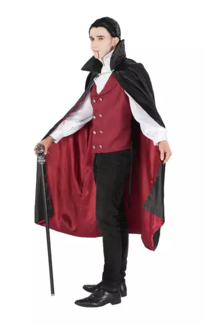 Para Hombres Rojo Vampiro Conde Drácula Capa Halloween Elegante Vestido Disfraz Cosplay 2