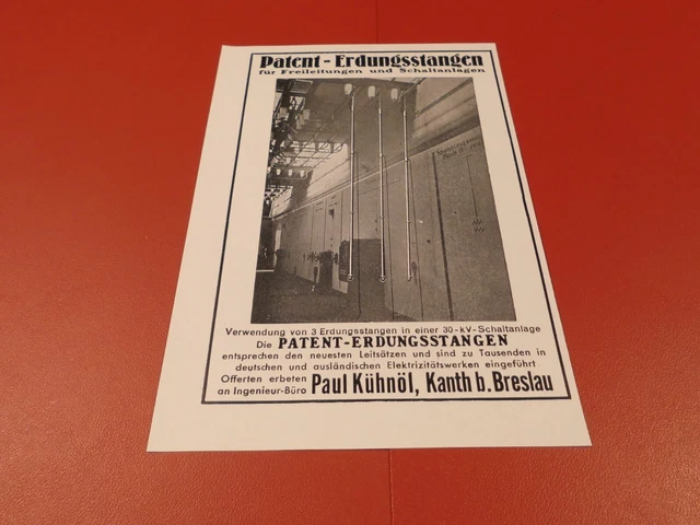 Paul Kühnöl Kanth bei Breslau, Patent - Erdungsstangen..:Werbeanzeige 1934