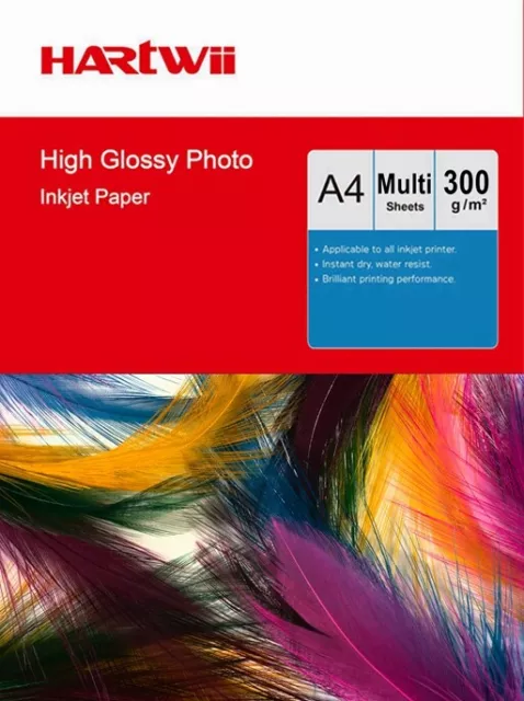 A4 300Gsm High Glossy Photo Paper Inkjet Paper Printer Hartwii 100-1000 Sheets