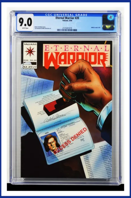 Eternal Warrior #20 CGC Graded 9.0 Valiant March 1994 White Pages Comic Book