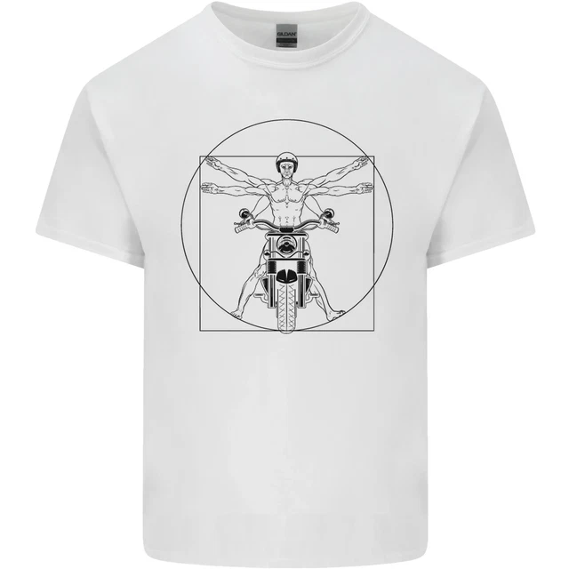 T-shirt top da moto Vitruvian Biker da uomo cotone