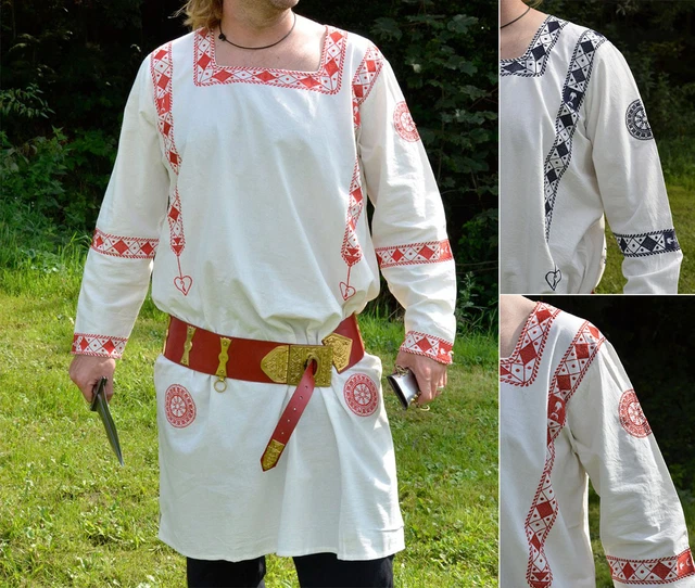 Camicia Battle Merchant manica lunga romana - tunica bianca tunica maniche lunghe LARP S-XXL