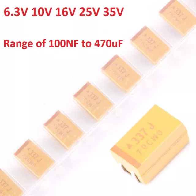 6.3V/10V/16V/25V/35V Various Types SMD Tantalum Capacitors 100NF to 470uF