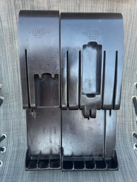 2 Portacuchillos Cutco Baquelita Marrón De Colección Bandeja de Montaje en Pared Almacenamiento 6 y 3 Ranuras