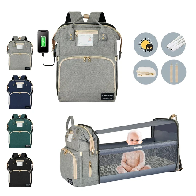 Multi-Functional Diaper Bag 3 in 1 Baby Bed Foldbale Bassinet Crib Backpack