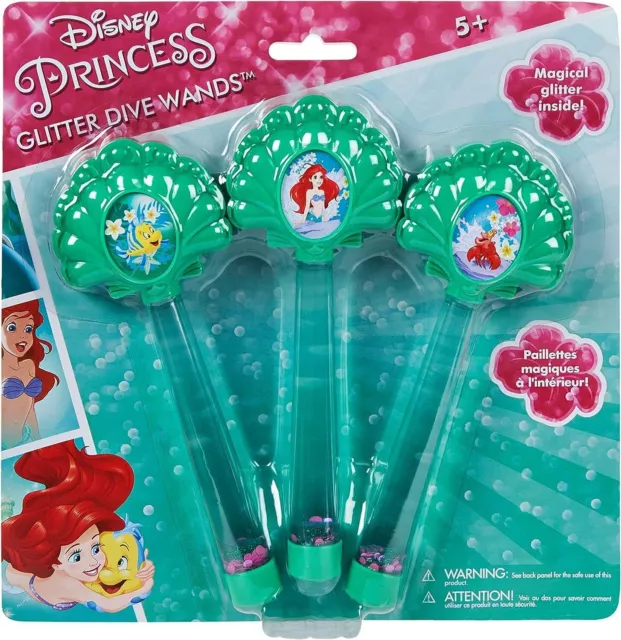 SwimWays Disney Princess Ariel Glitter Dive Wands Diving Toys 3 Pack, Bath Toys