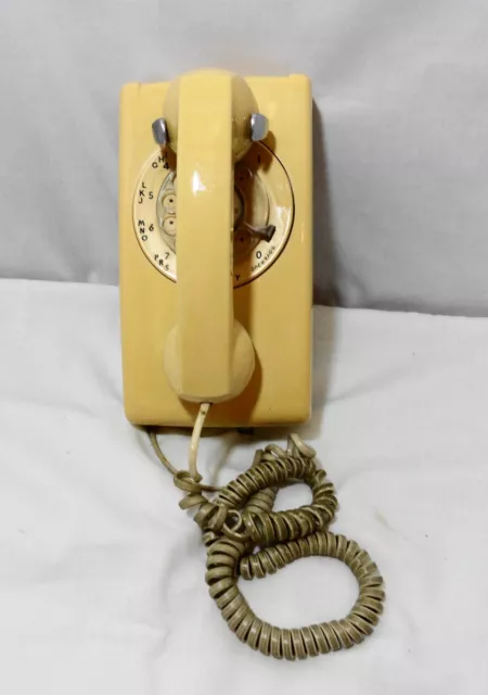 Vintage Yellow Bell System Western Electric 554  Rotary Dial Wall Phone