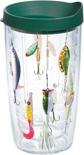 Tervis Fishing Lures Insulated Tumbler Travel Cup Cold & Hot, 16oz, Classic