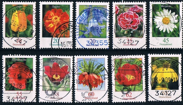 Bund Blumen Rollenmarken gestempelt, mit Nummer