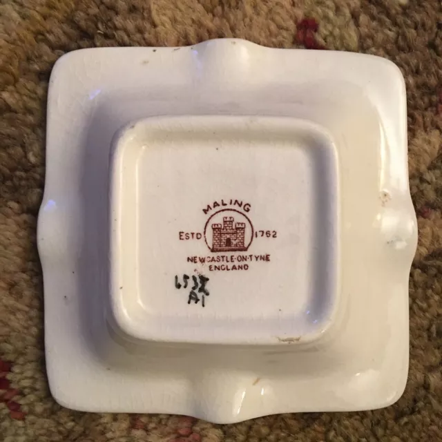 Vintage Lusterware Maling Ashtray New Castle-On-Tyne England Square Ashtray 2