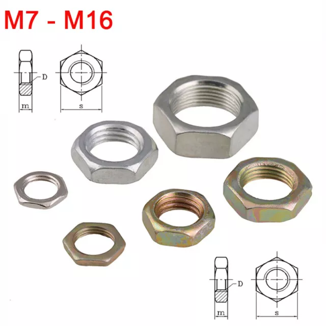 Tuercas hexagonales galvanizadas planas bajas M7 M8 M9 M10 M12 M16 tuercas
