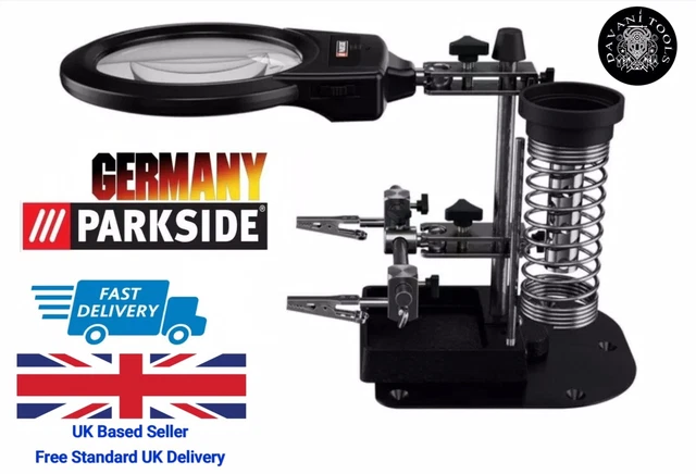 PARKSIDE HELPING HAND magnifier with LED light & dual magnification(2 ...