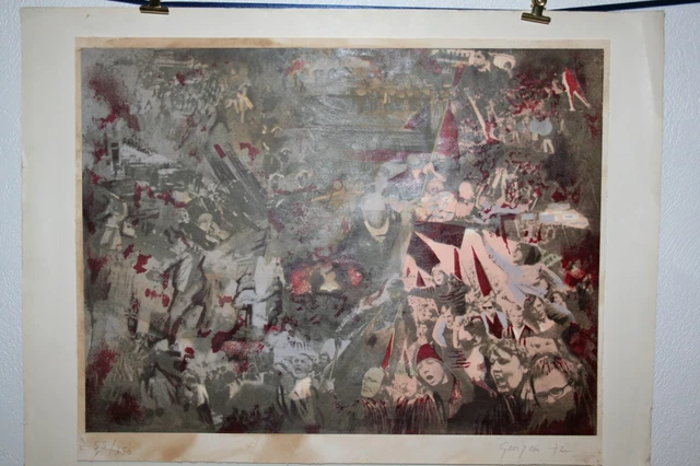 lithographie, estampe Raymond Georgein 72 - signée et numérotée - thème mai 68