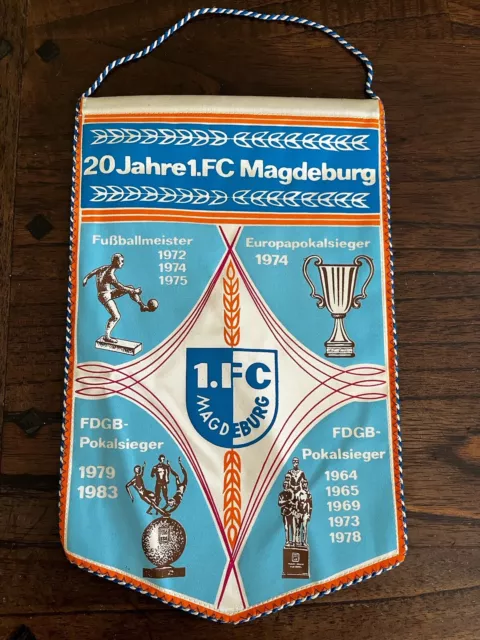 Wimpel 1.FC Magdeburg Erfolge 20 Jahre Jubiläum FCM DDR Oberliga Original