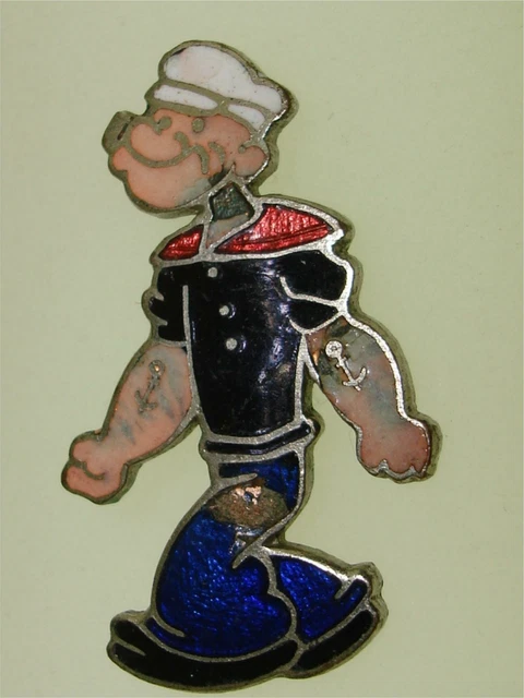 ANTIQUE ENAMELED FULL Color Cartoon Character Popeye The Sailor Man Pin ...