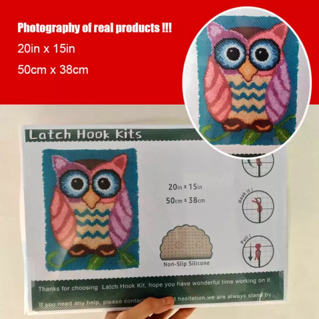 Owl Latch Hook Rug Kit Handmade Carpet Making Kit Latch Hook Kits for Adults